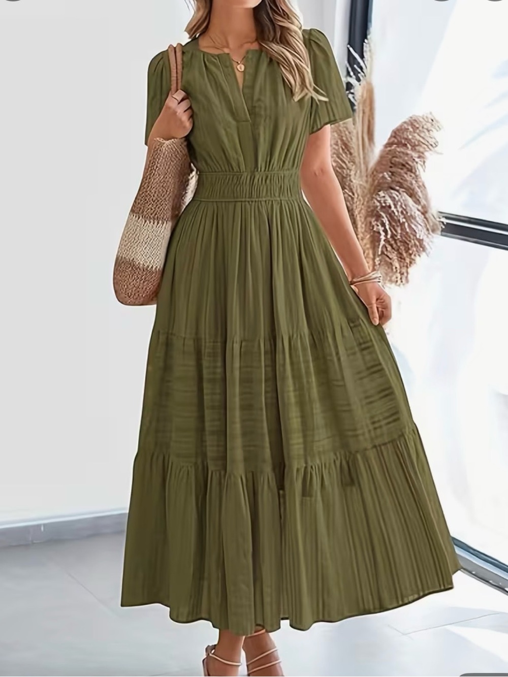 Olive Green Maxi Dress - Women